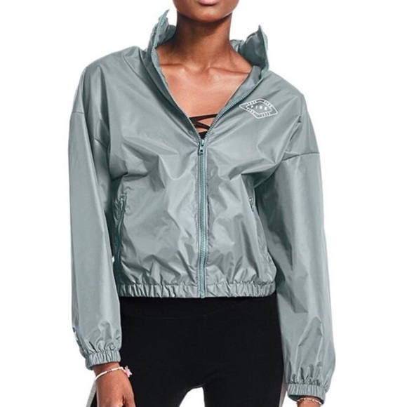 Pink Victoria Secret Lightweight Anorak Windbreaker Succulent Green Jacket - Picture 1 of 16